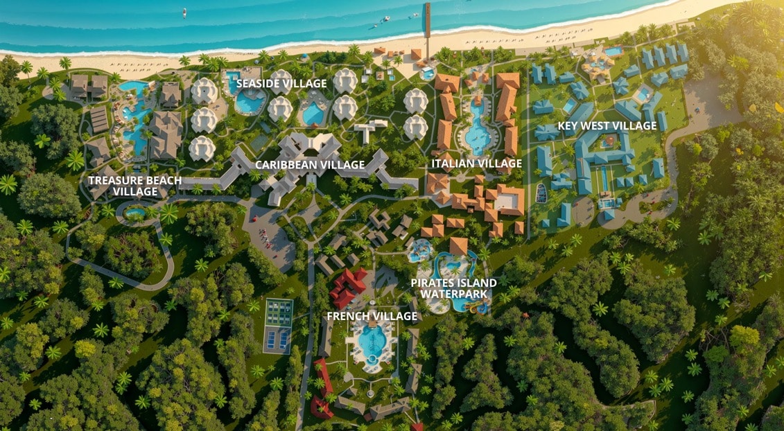 resort map and location of the villages at beaches turks and caicos