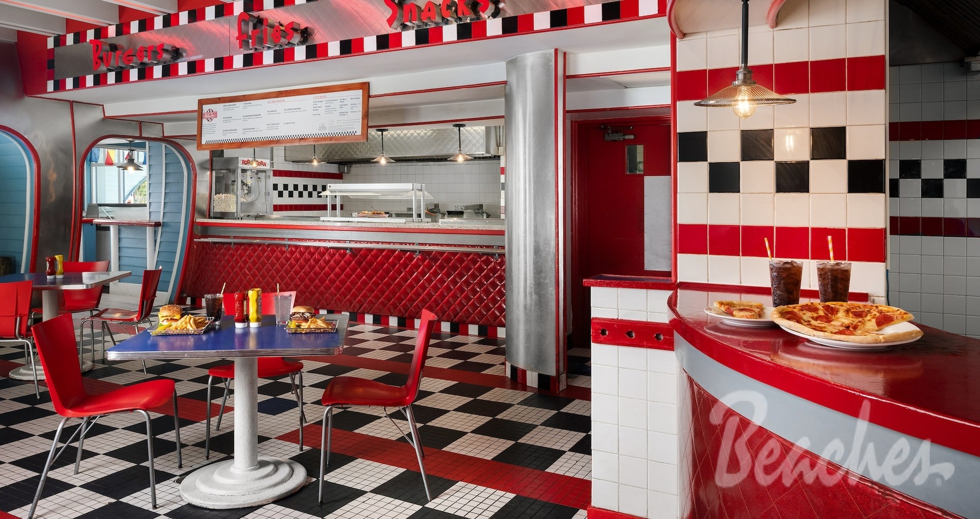 view from inside Bobby Dees at the French Village waterpark