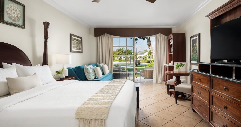view of the master bedroom from inside the French Village Two Bedroom Concierge Suite