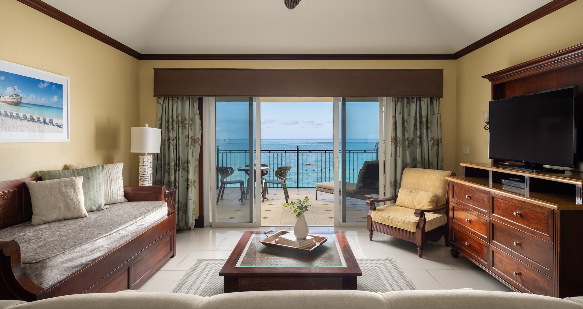 view of from inside the Italian Beachfront Two Bedroom Butler Family Suite of grace bay beach