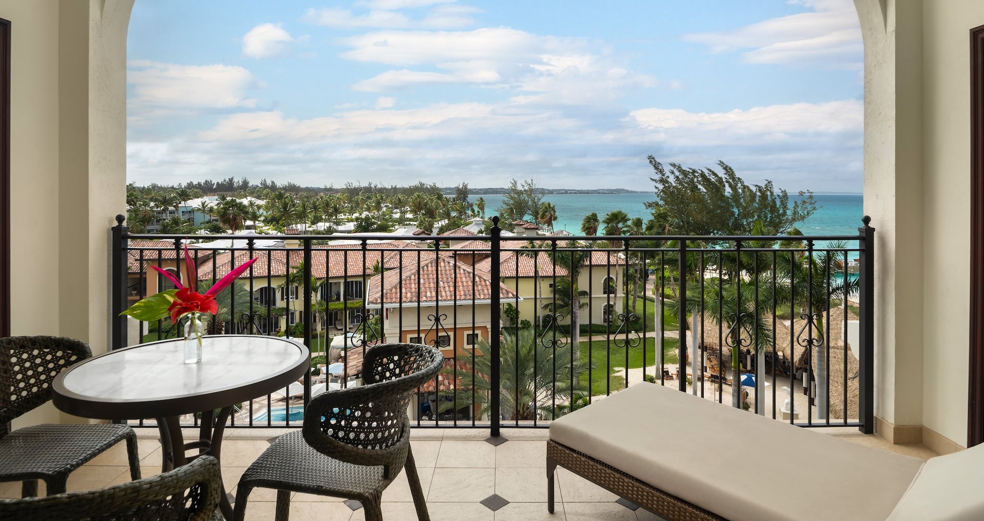 patio view overlooking Grace Bay beach from inside the Italian Oceanview Penthouse Two Bedroom Butler Family Suite