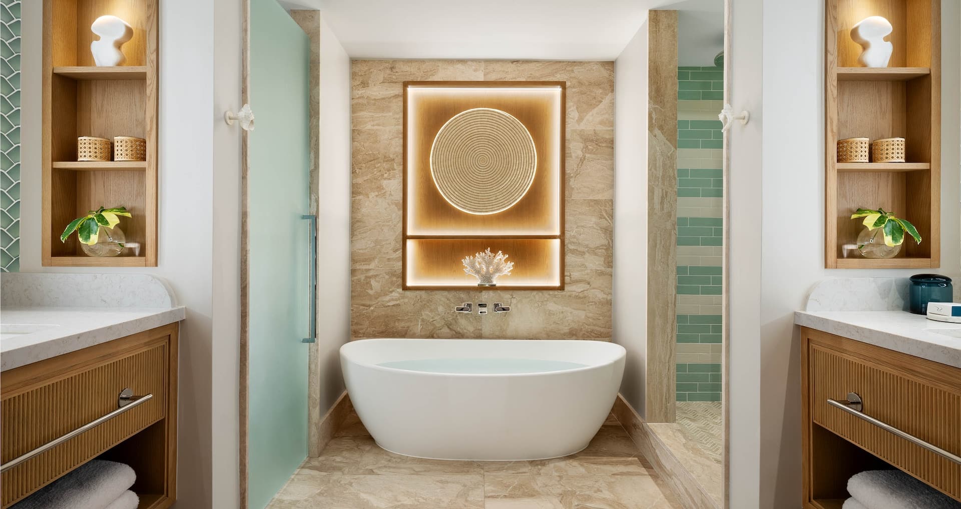 bathroom view from inside the new Seaside One Bedroom Concierge Suite - G1
