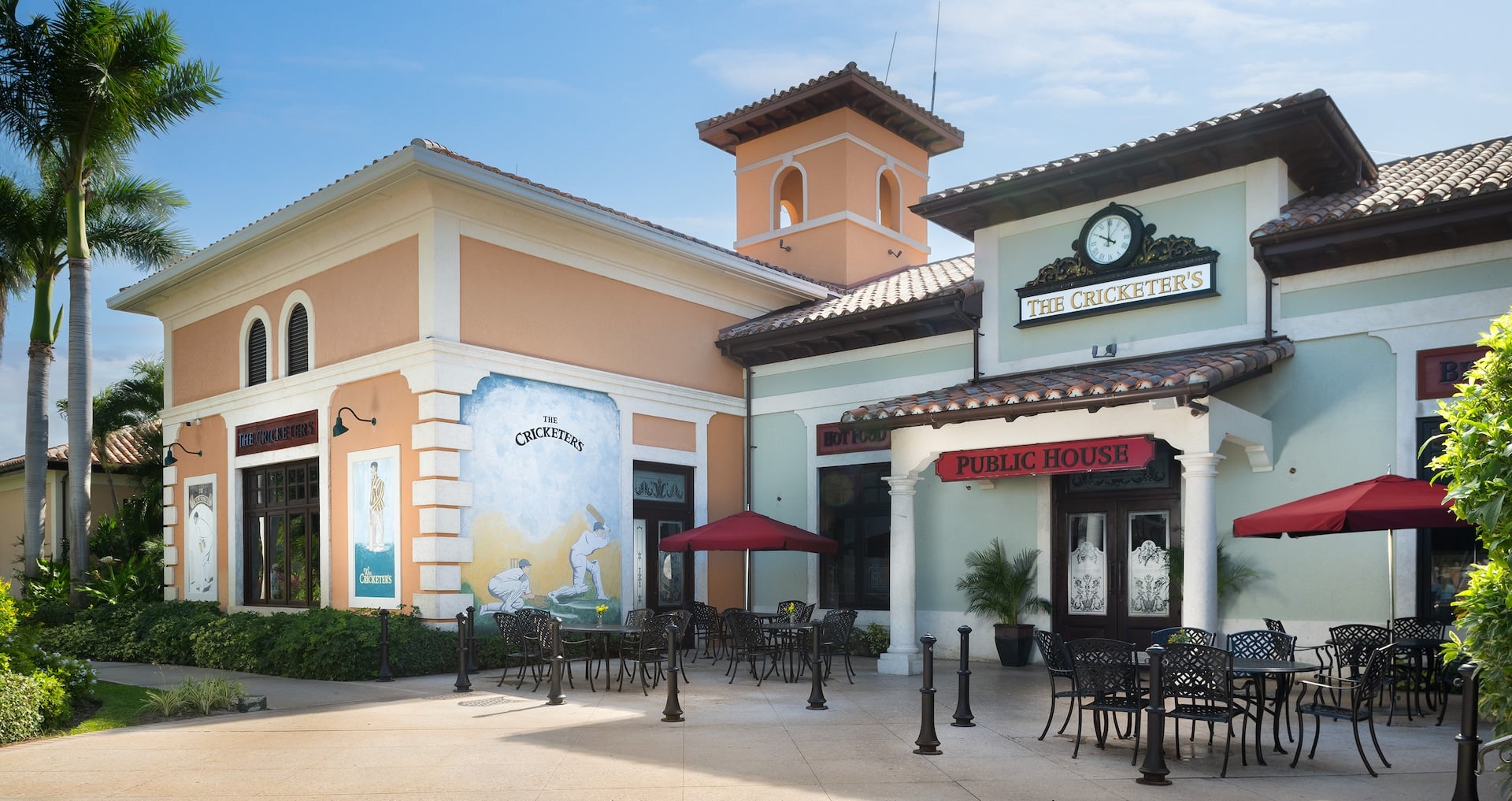 out side view of the Cricketers pub at the Italian Village